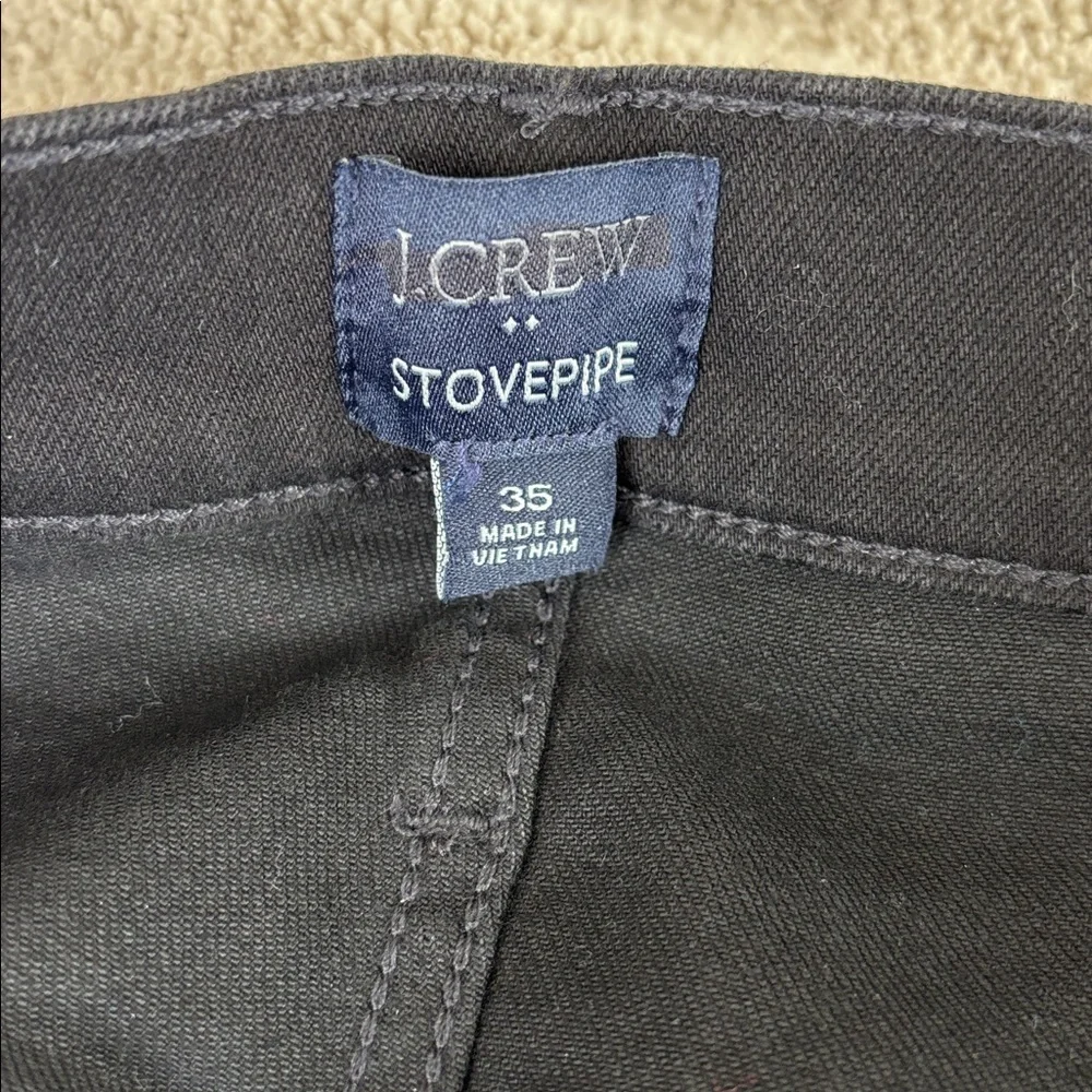 NWT J. Crew Black stovepipe straight leg jean stretch five button size 35